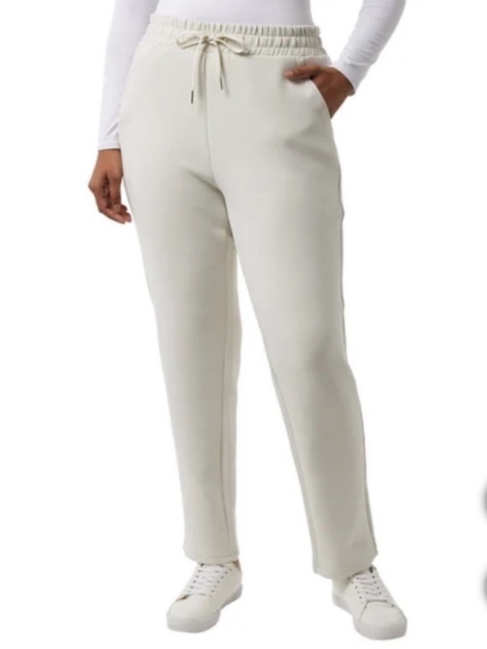 NWT 32 Degrees Sueded High Rise Pant Ivory Small